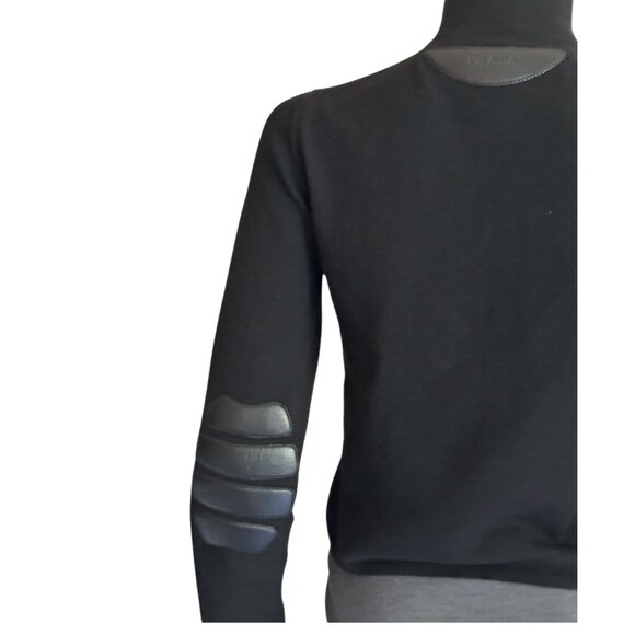 NWC Prada Black Cashmere Zippered Sweater Leather Accents - Picture 10 of 12